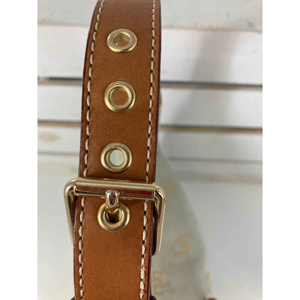 DOONEY & BOURKE, SMALL TAN BROWN CANVAS SIGNATURE HOBO BAG - Picture 7 of 15